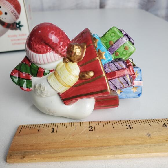 Fitz & Floyd Snowman Ornament Frosty Folks 2002 Ceramic Christmas Holiday Winter - Picture 5 of 9